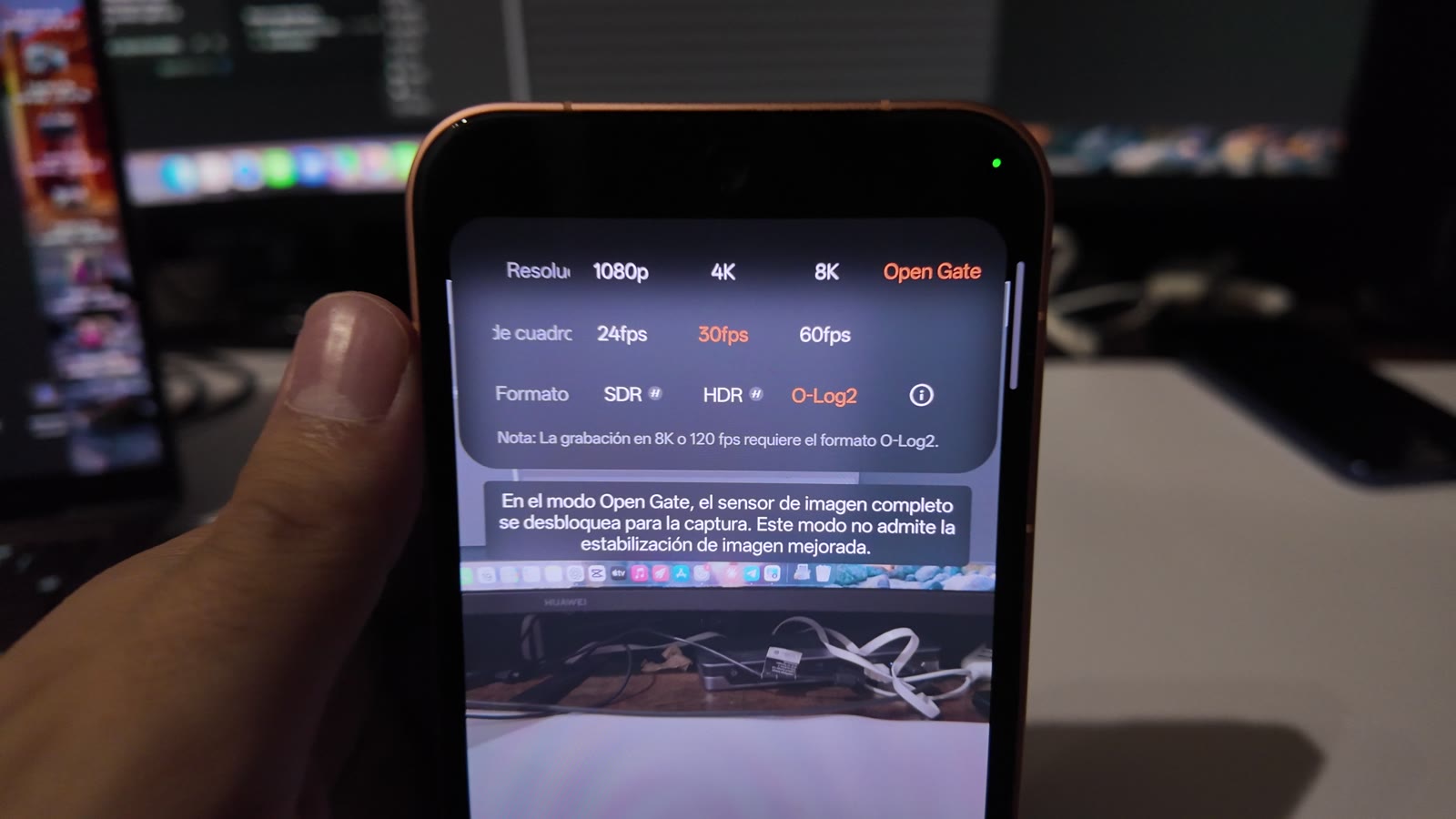 Ajustes de Open Gate y Log en el modo vídeo profesional del Oppo Find X10 Pro Max
